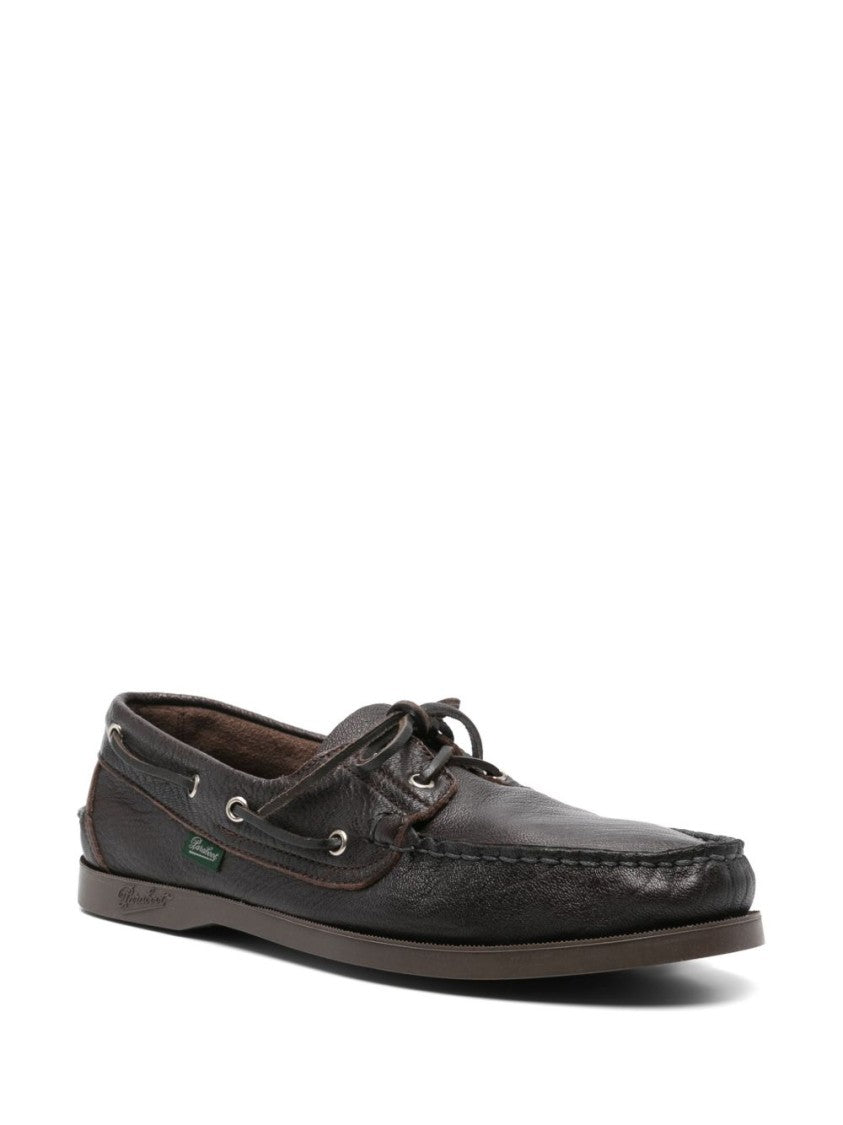 Paraboot Brown Deer Leather Moccasin-Style Flat Shoes