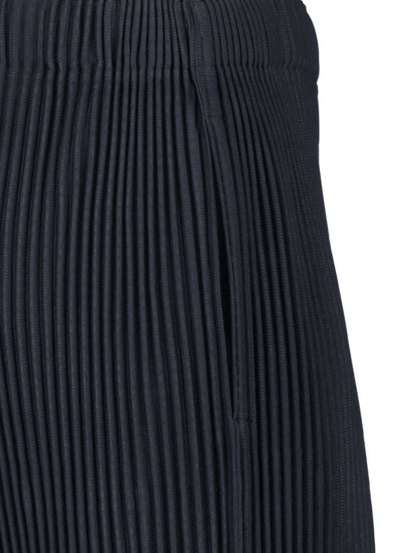 Homme Plissé Issey Miyake Black Pleated Button Closure Straight-Leg Pants