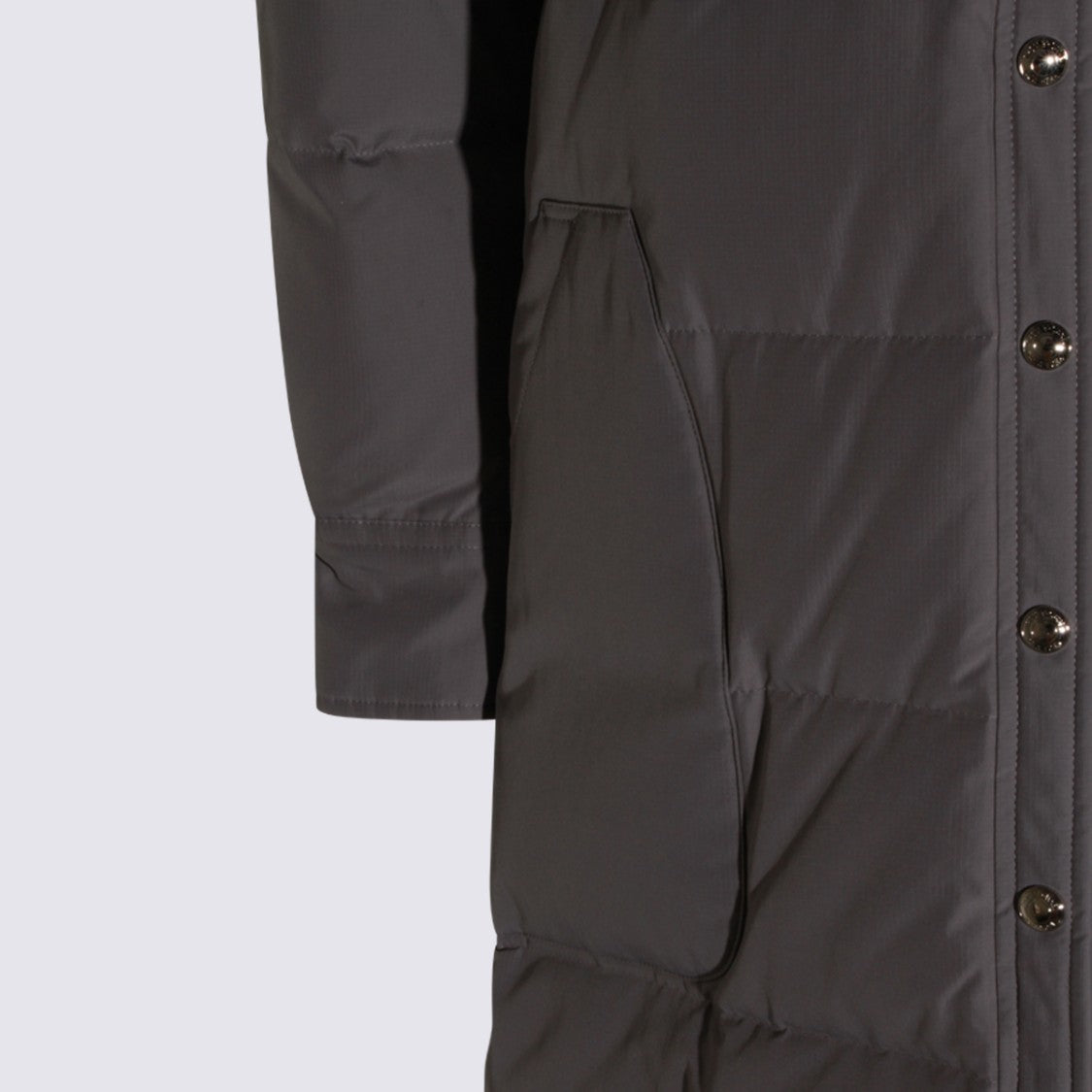 Thom Browne Long Padded Coat With Hood And Distinctive Stripe Detail