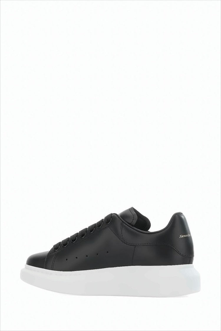Alexander Mcqueen Oversized Black Leather Sneakers With Sole