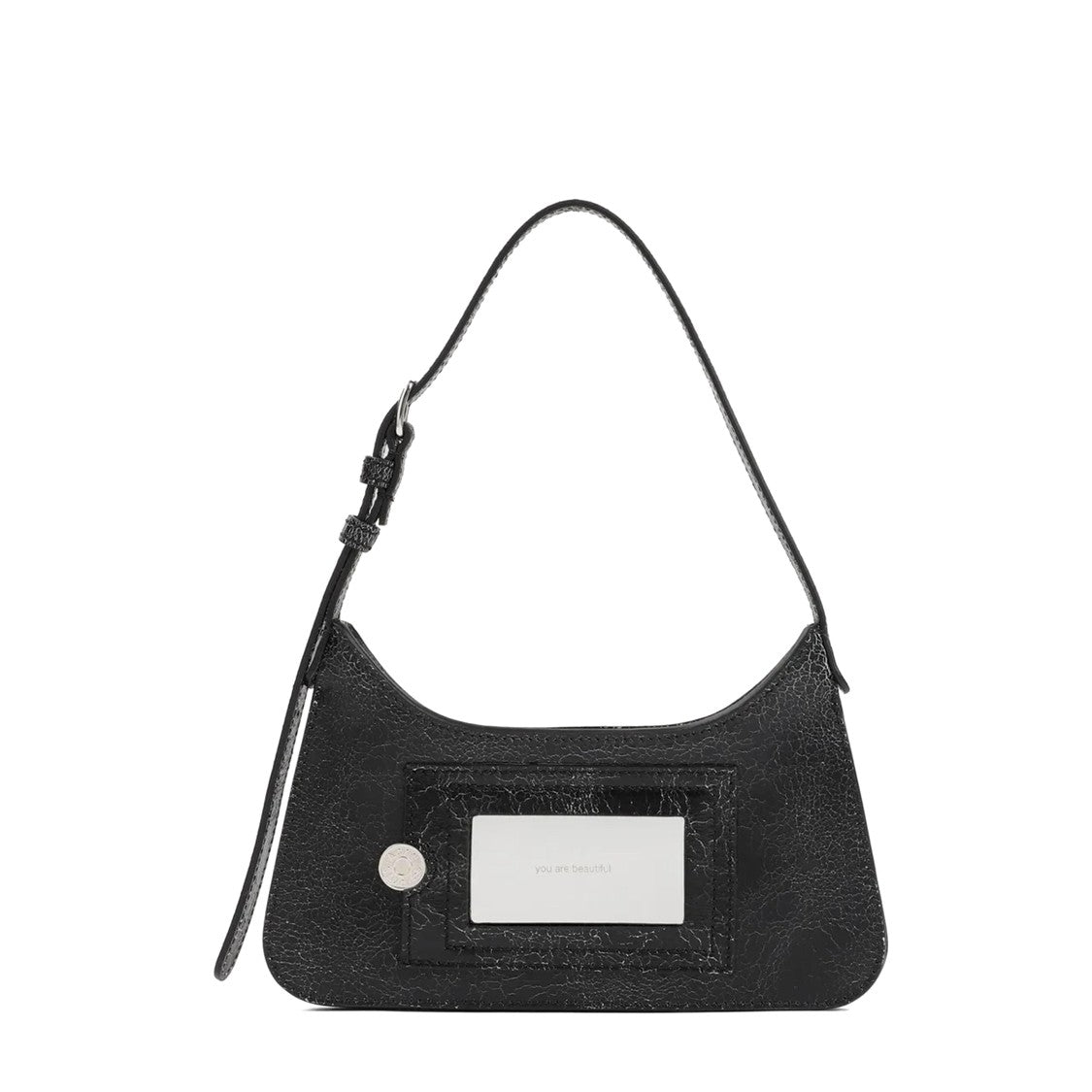 Acne Studios Curved Black Leather Shoulder Bag