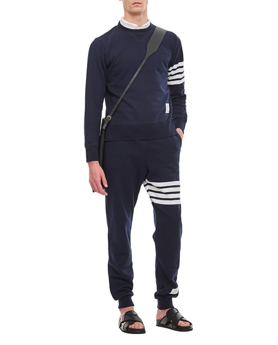 Thom Browne Classic Loopback Crewneck Sweatshirt With Signature Stripes