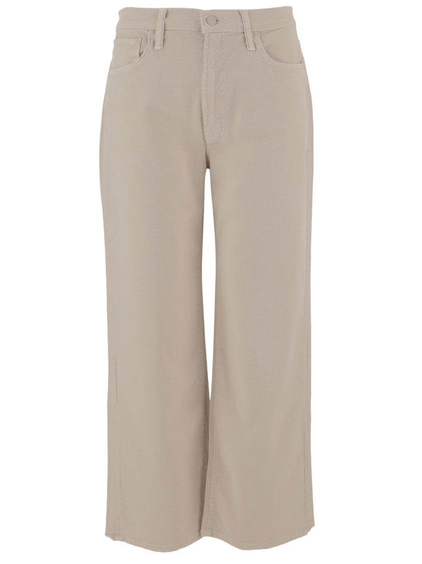 Mother Wide-Leg Beige Jeans With Classic Five-Pocket Design
