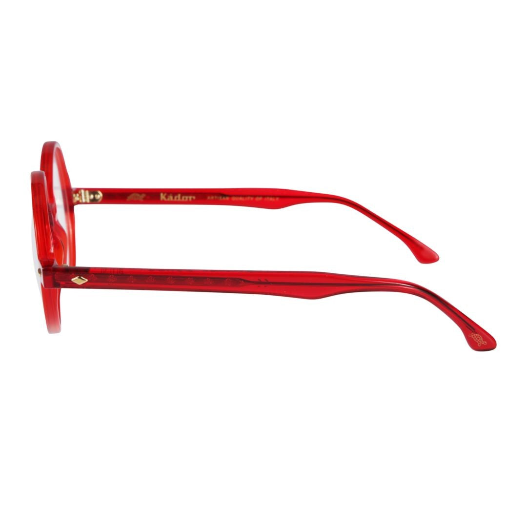 Kador Rondo Bold Round Frame Red Eyeglasses With Gold Accents