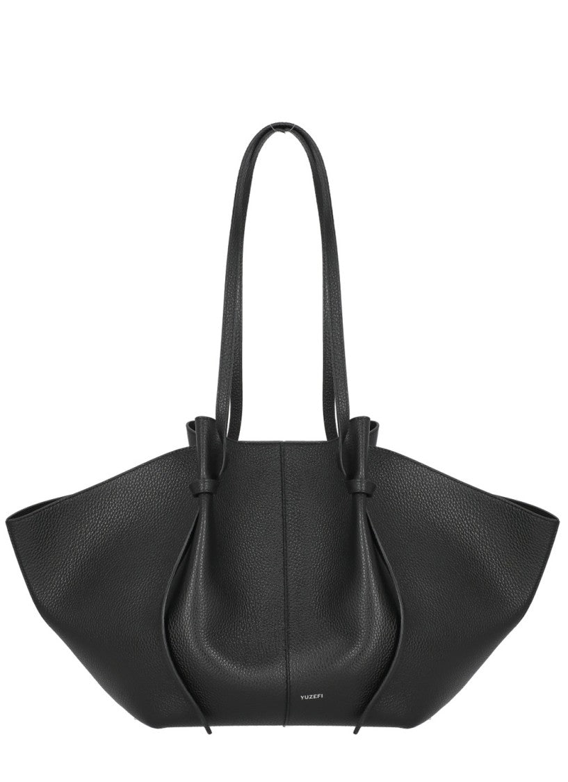 Yuzefi Large Pebbled Leather Tote Bag With Adjustable Handles