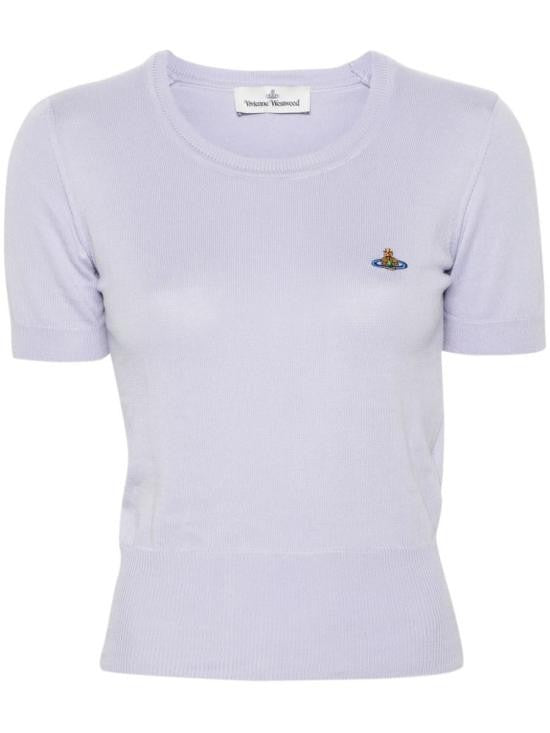 Vivienne Westwood Fitted Purple Knit Top With Ribbed Texture