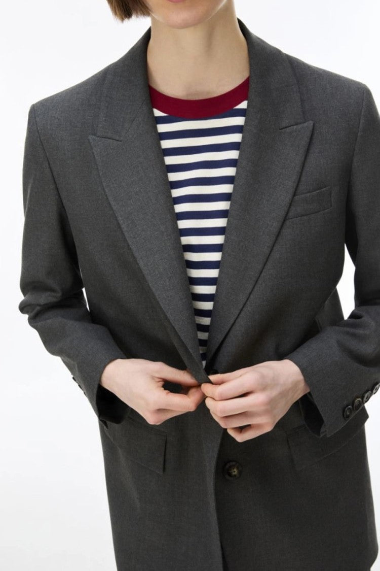 I Blues Dark Grey Relaxed Two-Button Blazer