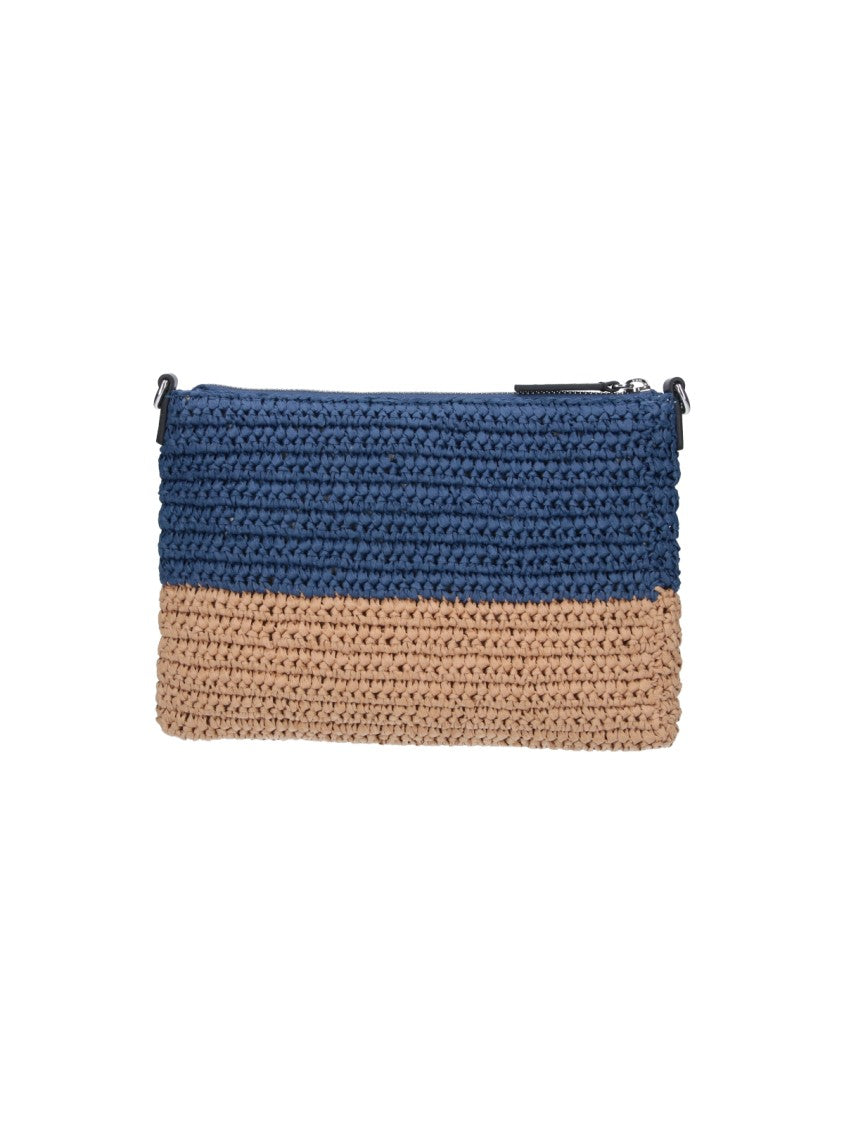 Marni Blue Seaside Two-Tone Raffia Pouch