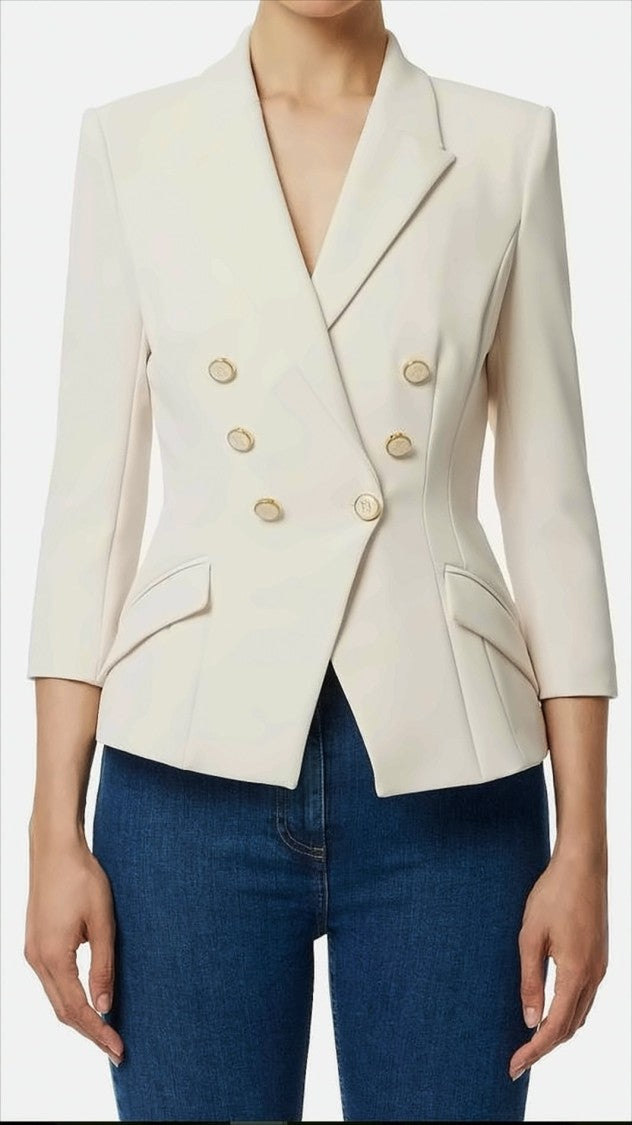 Elisabetta Franchi Double Crepe Jacket With Structured Shoulders