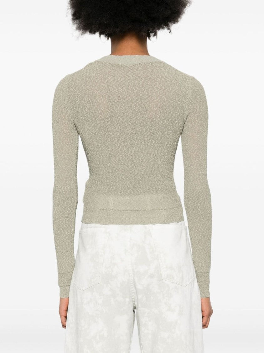 Ami Paris Sage Green Bouclé Knit Sweater