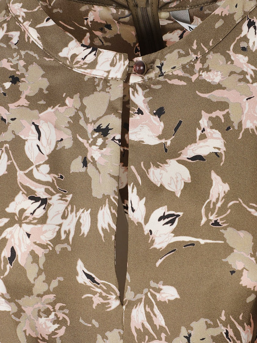 Max Mara Relaxed Fit Midi Dress With Floral Pattern And Keyhole Detail