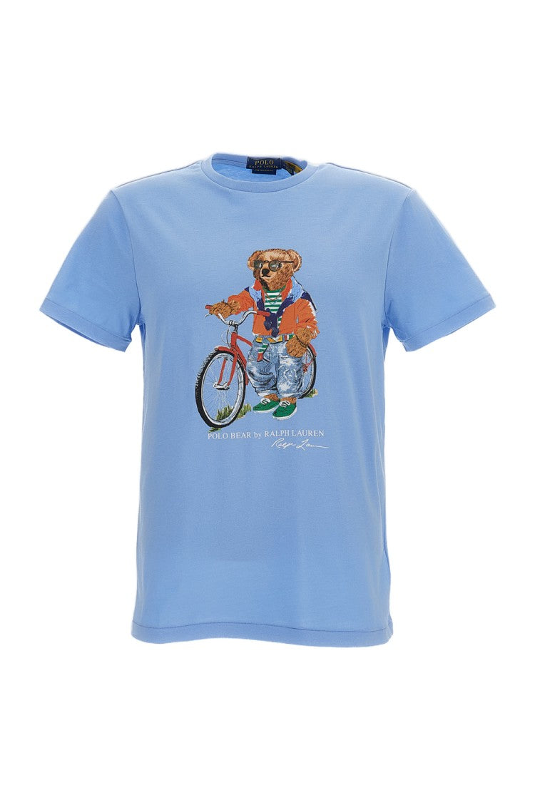 Polo Ralph Lauren Light Blue Printed Cotton T-Shirt