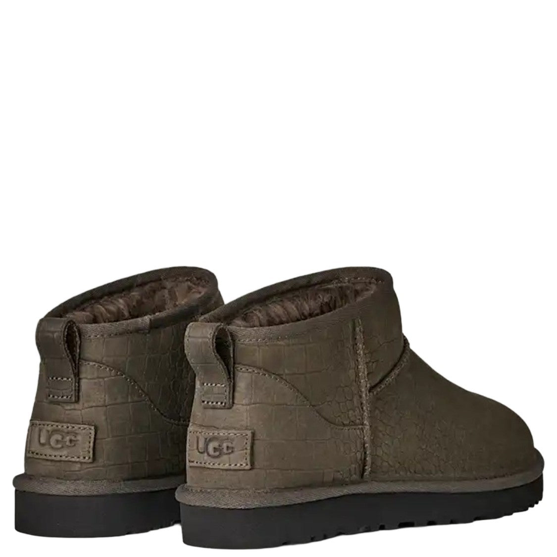 Ugg Animal Print Dark Gray Leather Ankle Boots