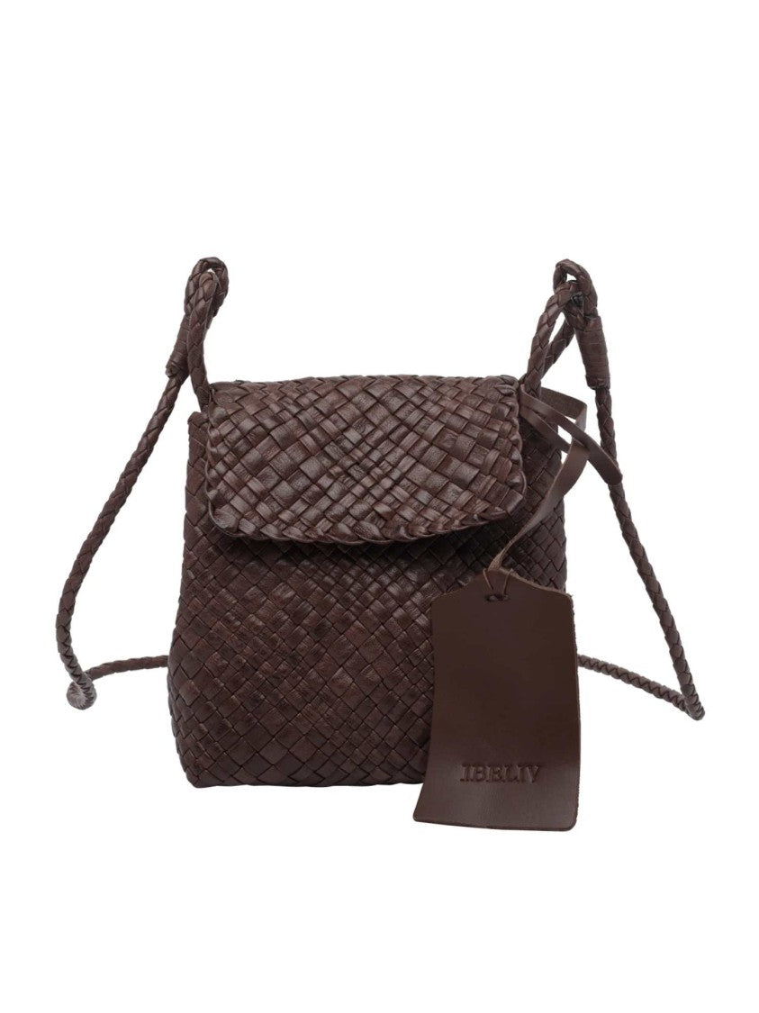 Ibeliv Chocolate Romance Woven Leather Shoulder Bag
