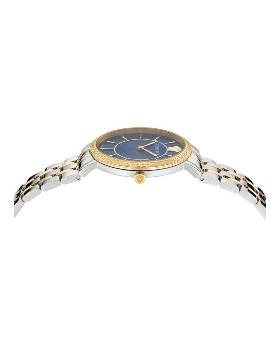 Versace V-Eternal Bracelet Watch With Blue Guilloche Dial