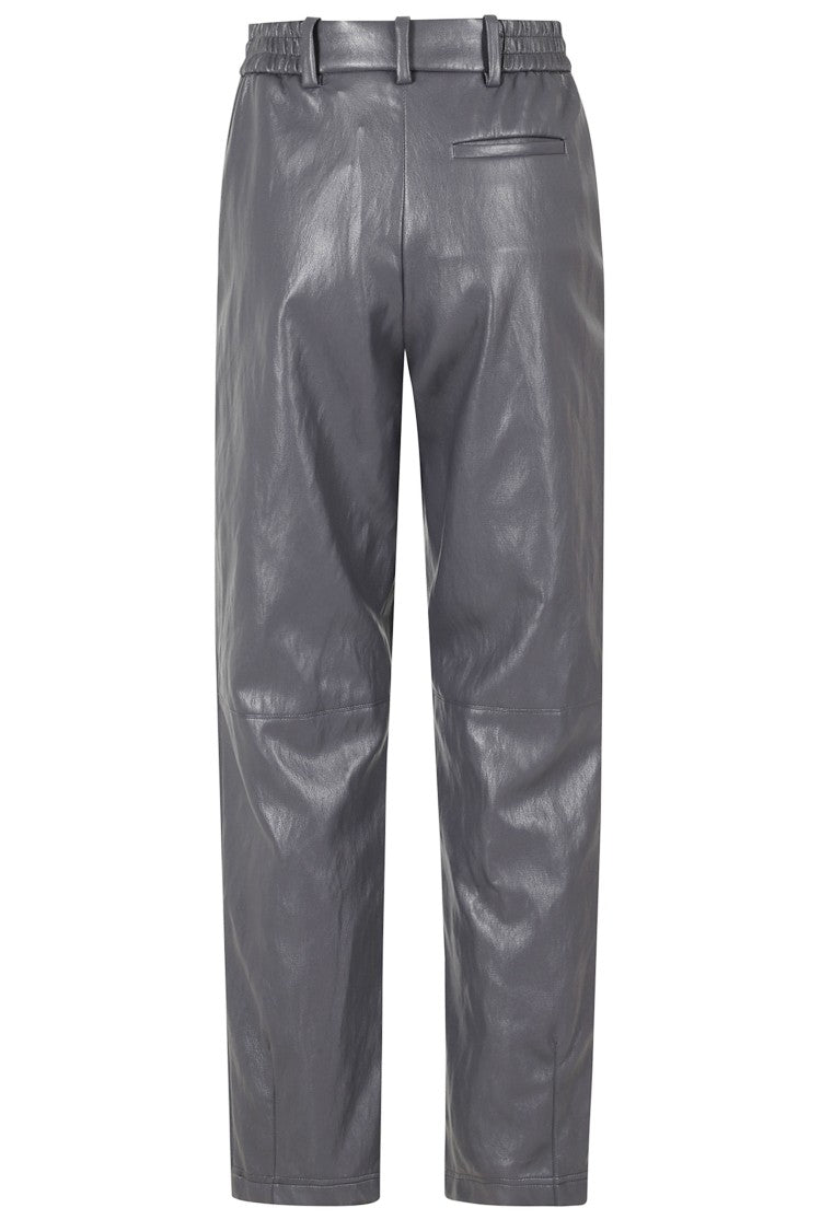 Herno Gray Straight-Leg Back Elastic Faux-Leather Pants