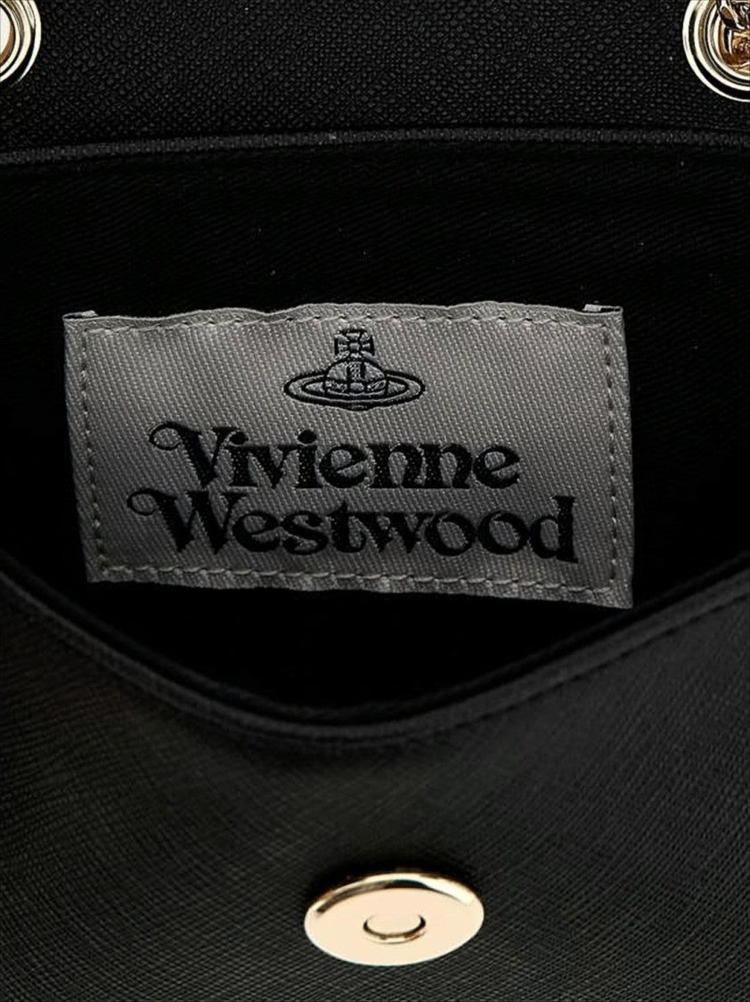 Vivienne Westwood Structured Black Crossbody Bag With Metallic Orb Emblem