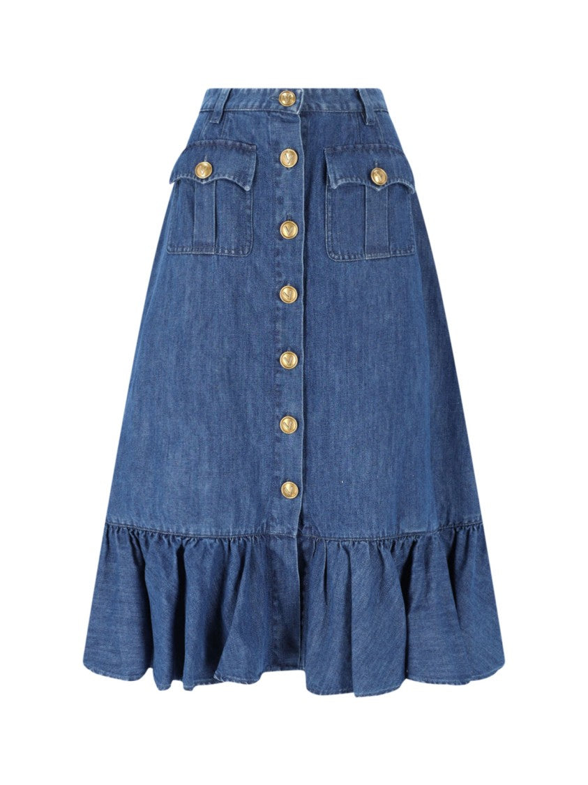 Valentino Flared Midi Sskirt – Blue