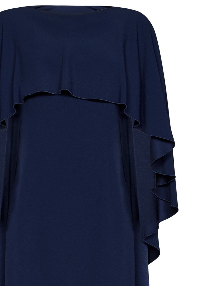 Alberta Ferretti Mini Dress Dramatic Cape Ruffled Trim
