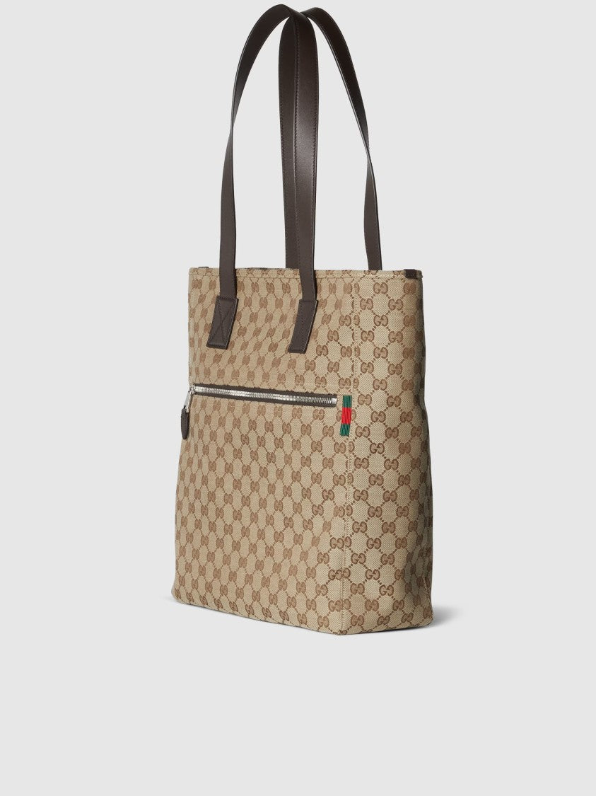 Gucci Brown Medium Gg Canvas Web Tote