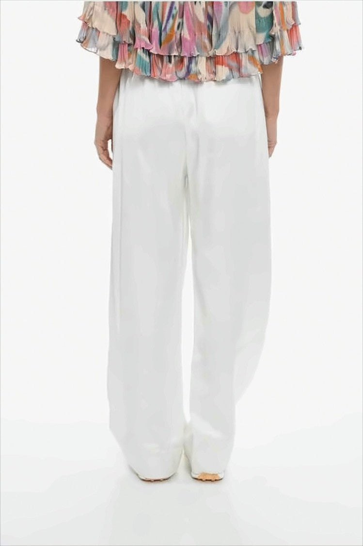 Off-White Wide-Leg Relaxed Fit Pants With Drawstring Waist
