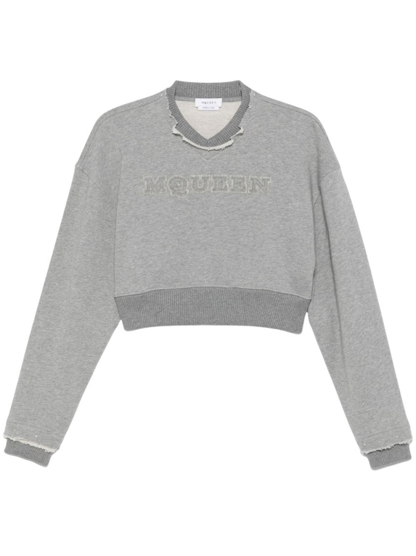 Alexander Mcqueen Cropped Grey Sweater