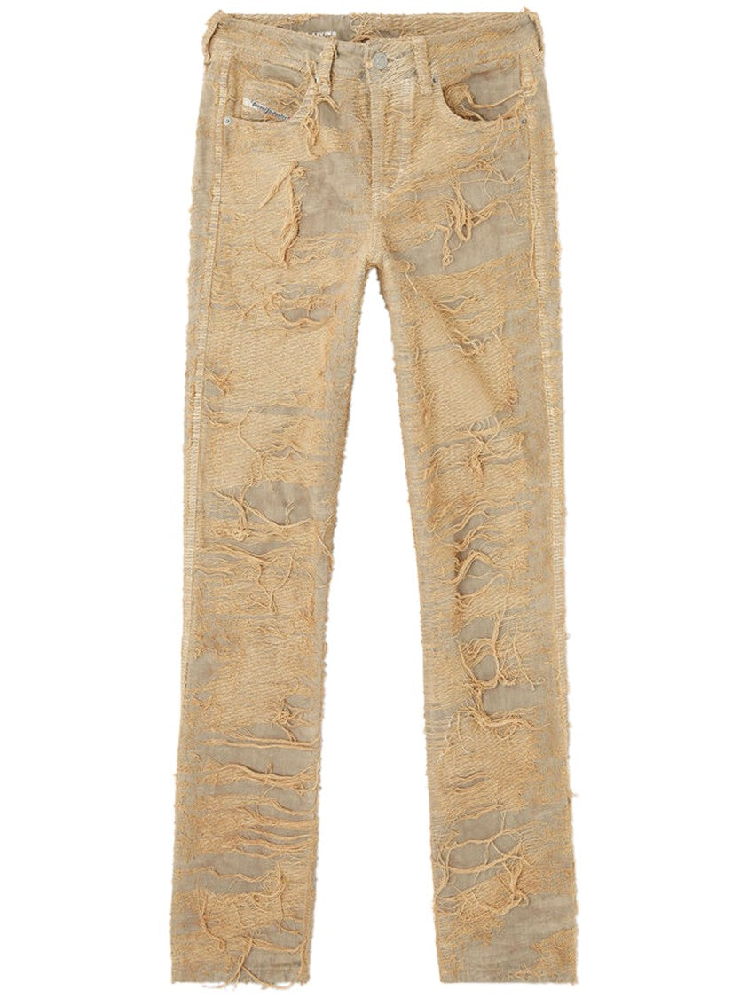 Diesel Distressed Slim-Tapered Trousers With Frayed Details