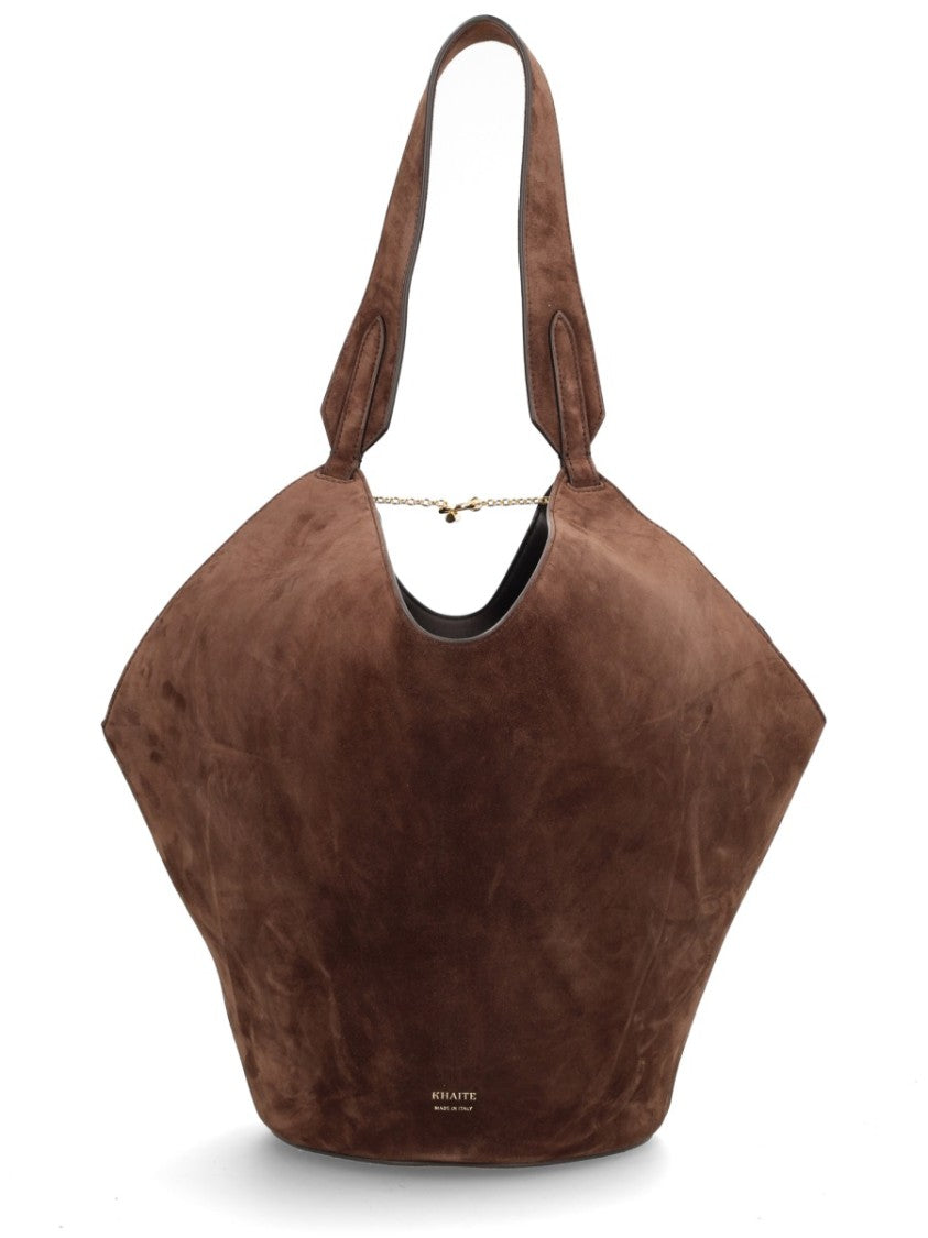Khaite Brown Angular Calf Leather Tote Bag