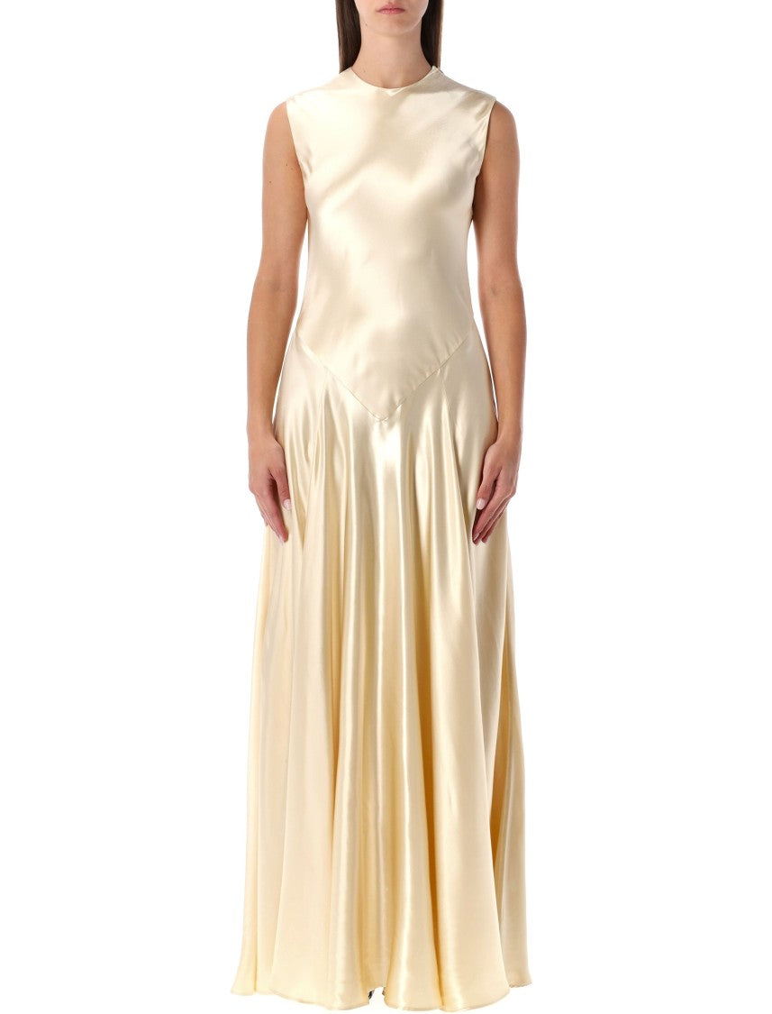 Alberta Ferretti Shiny Satin Long Dress