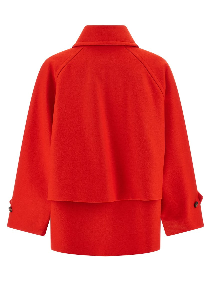 Alberto Biani Caban Coat With Monogram Viscose Lining