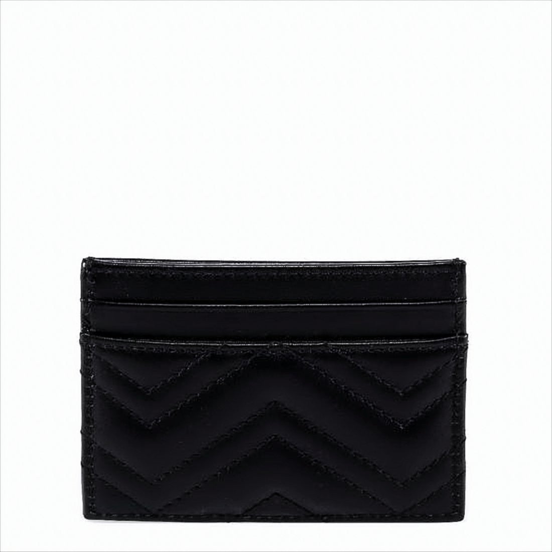 Gucci Chevron Quilted Leather Card Wallet With Gold-Tone Logo