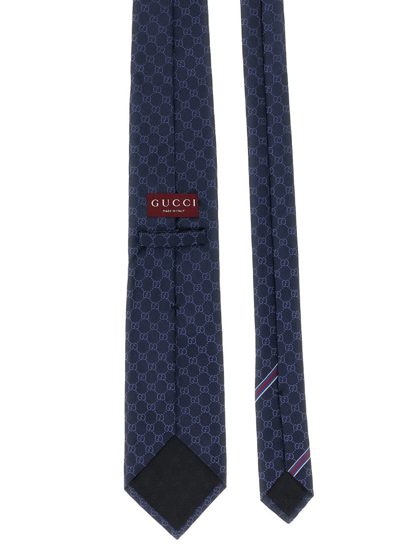 Gucci Silk Tie With Interlocking Double G Motif