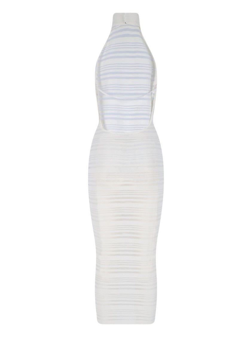Andreâdamo Ribbed Knit Midi Dress – White