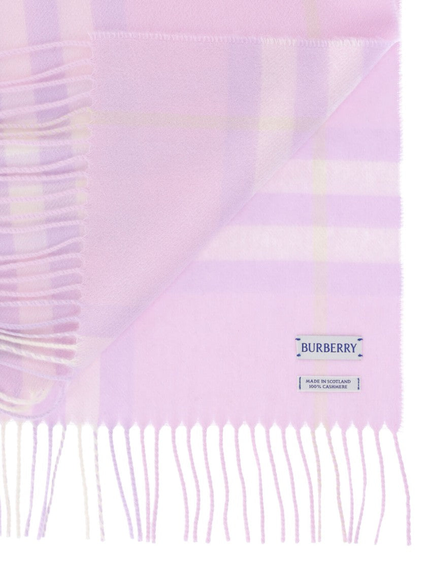 Burberry Rectangular Cashmere Scarf With Iconic Logo Intarsia