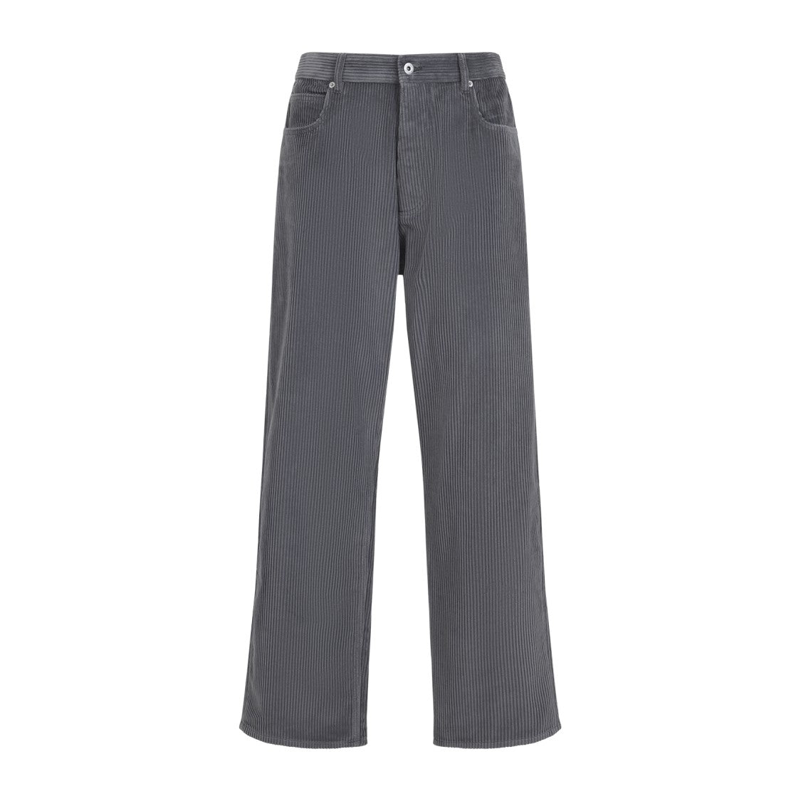 Bottega Veneta Relaxed Fit Dark Grey Ribbed Corduroy Trousers