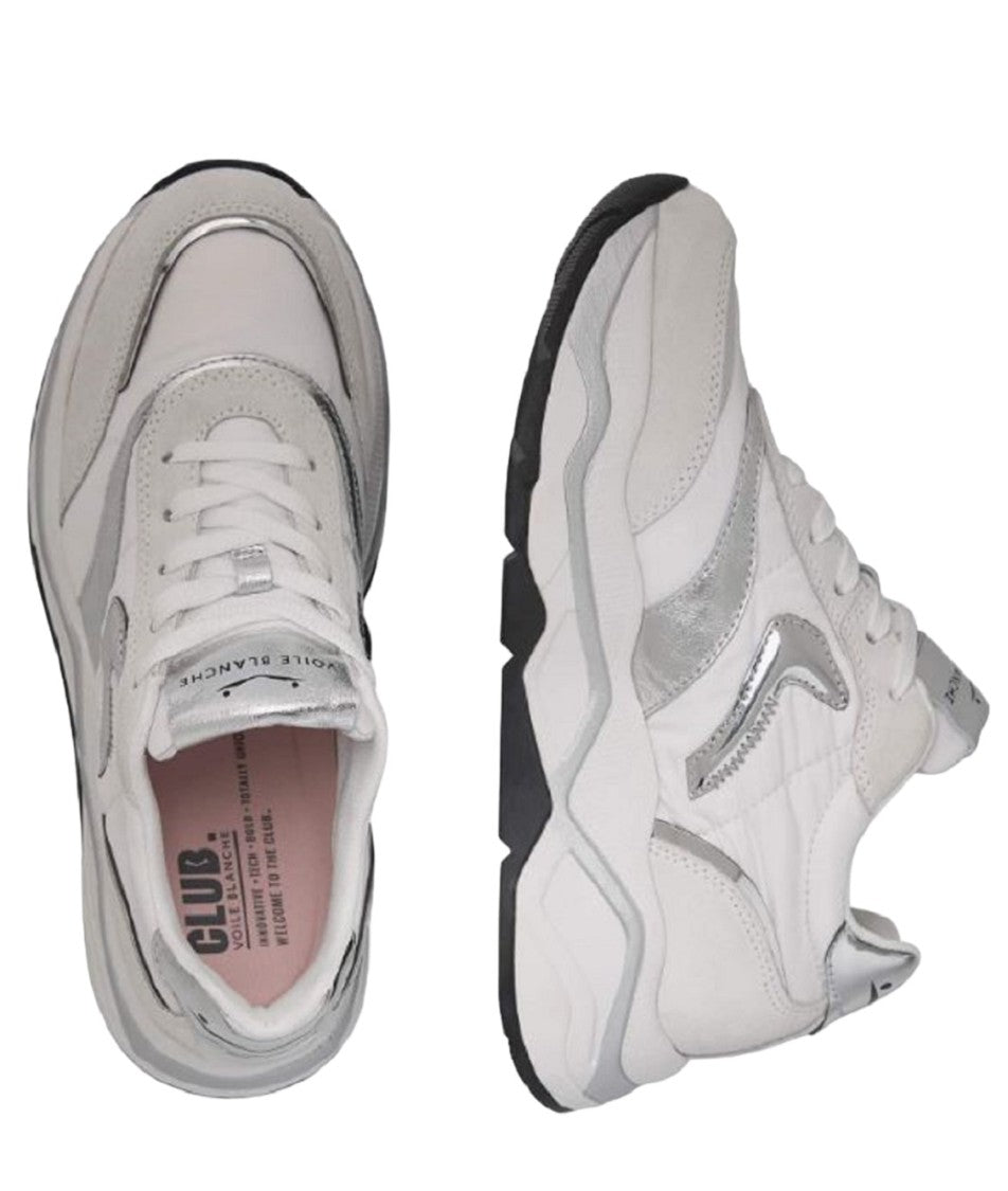 Voile Blanche Chunky Sporty Sneakers Technical Fabric Suede
