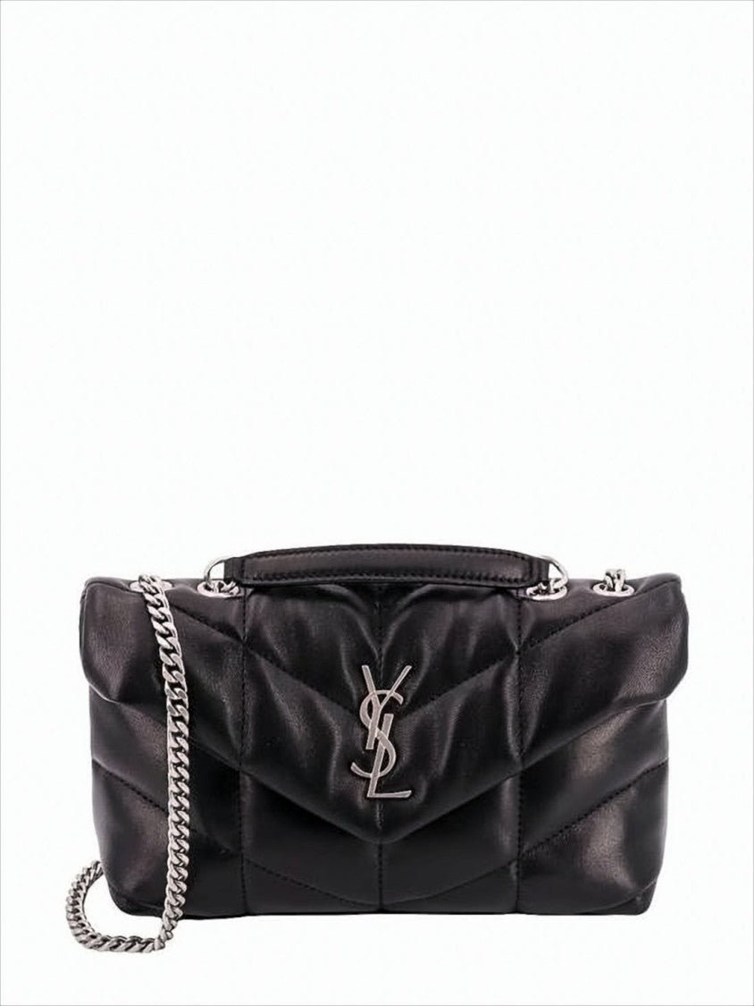 Saint Laurent Quilted Lambskin Shoulder Bag With Silver-Tone Chain Strap