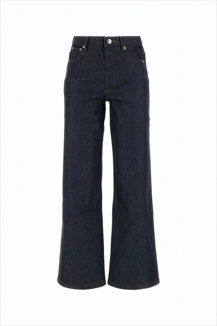 A.P.C. Wide-Leg Cropped Denim Pants With Contrast Stitching
