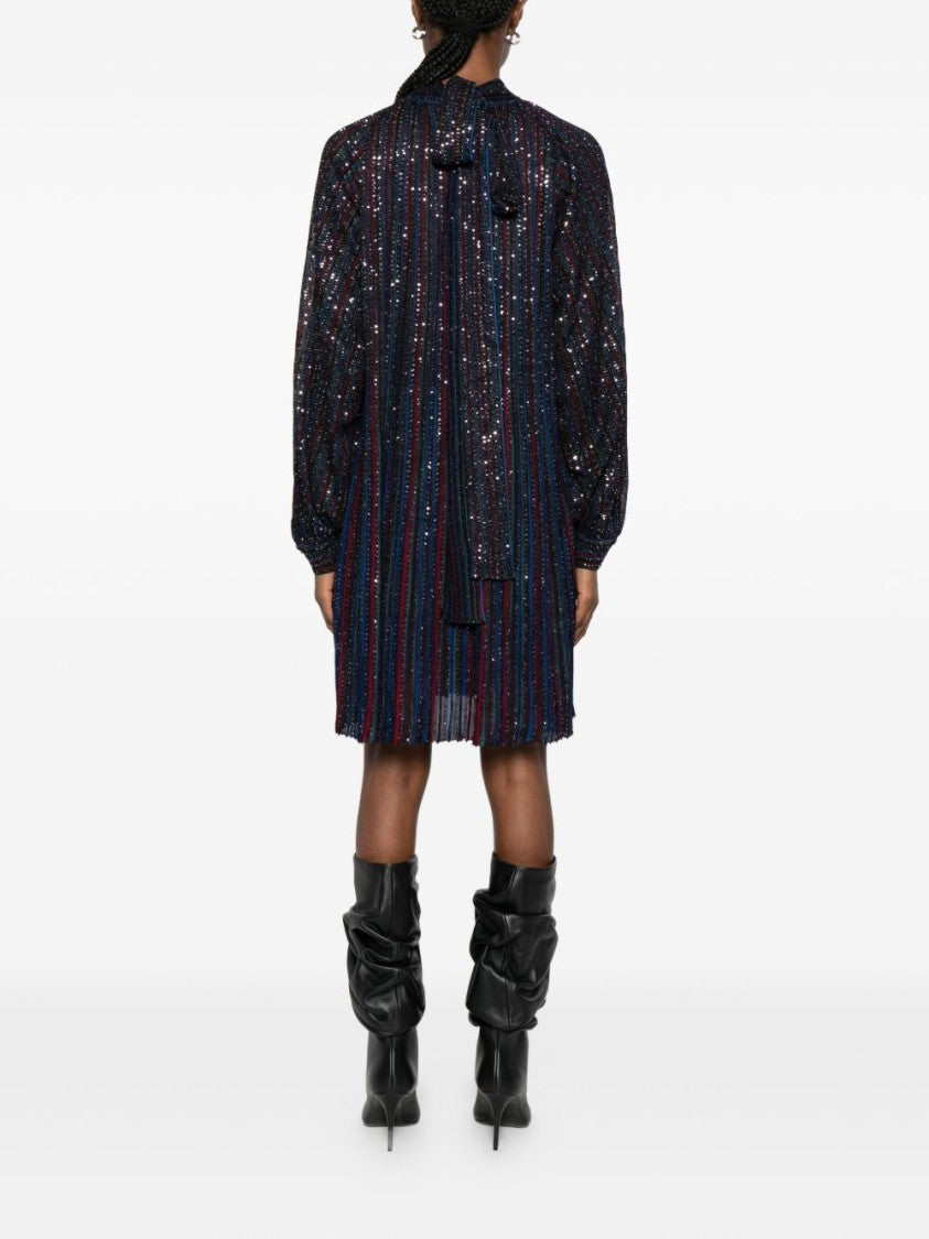 Missoni Sheer Pleated Black Mini Dress