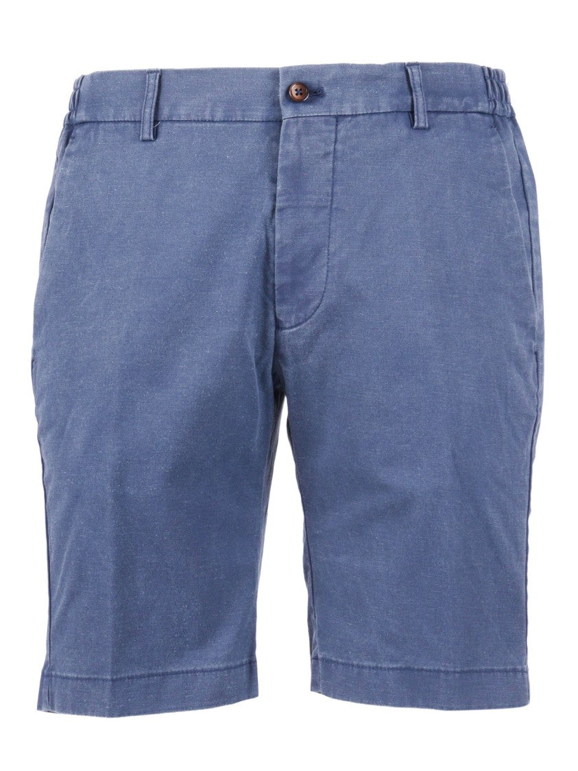 Berwich Blue Button Closure Tailored Shorts