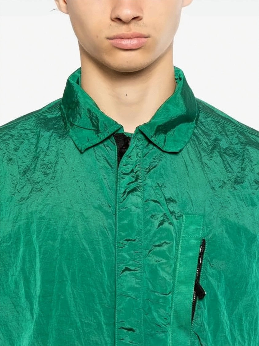 Stone Island Boxy Brown Short-Sleeve Shirt With Concealed Placket
