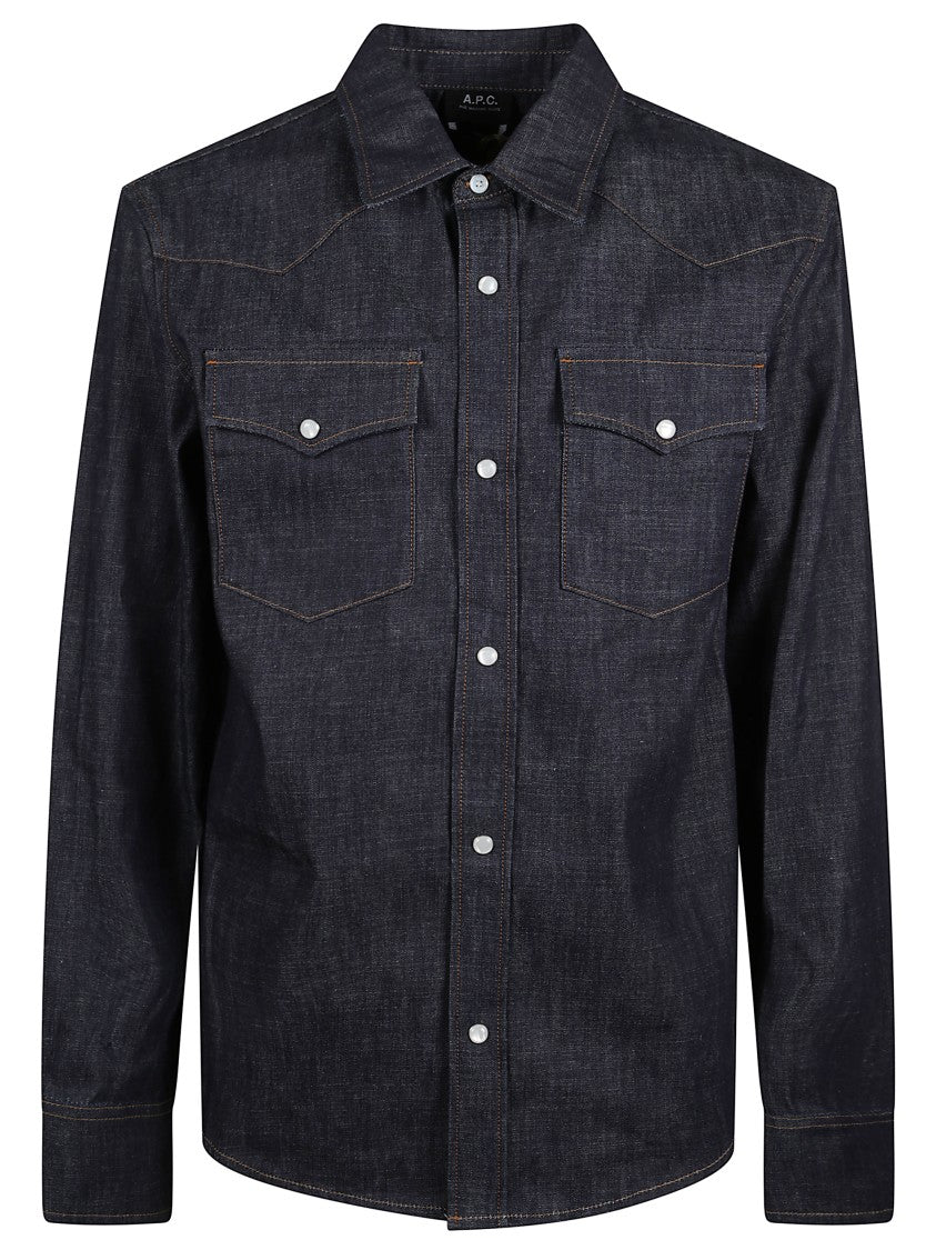 A.P.C. Blue Chest Flap Pockets Denim Shirt