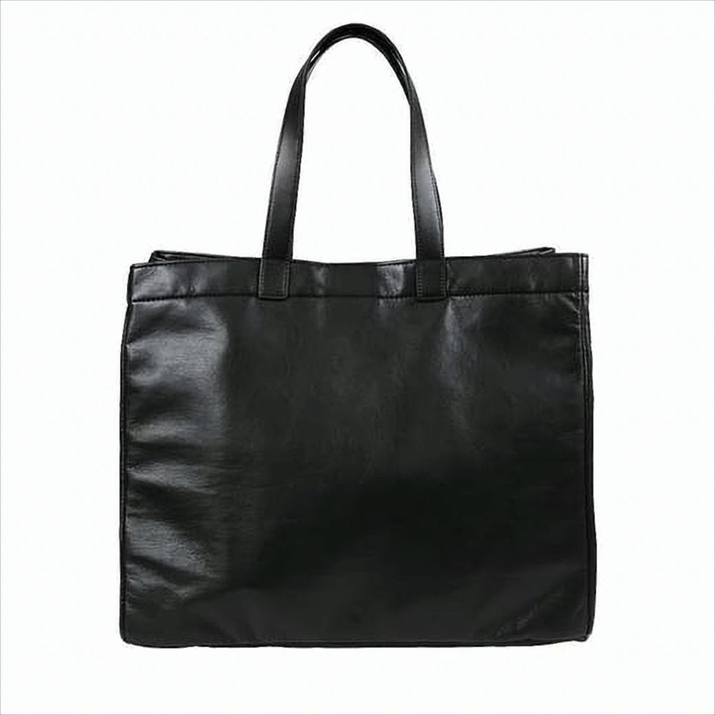 Anine Bing Structured Black Tote Bag In Recycled Leather