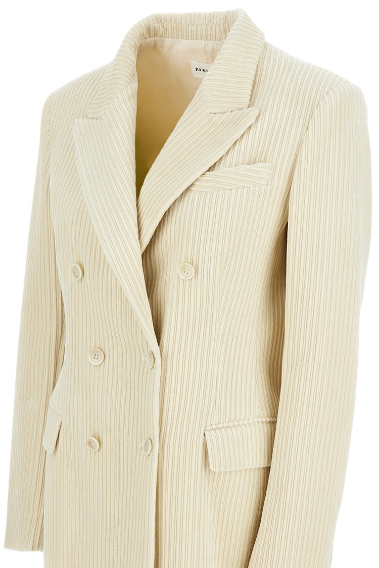 Parosh Structured White Jacket With Design