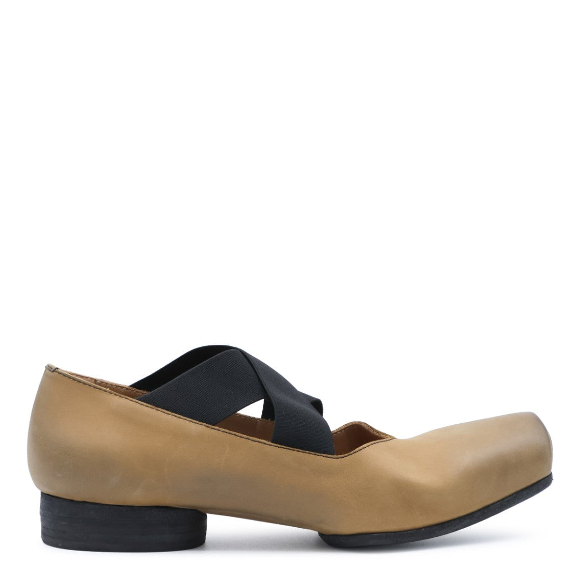 Uma Wang Mustard Leather Elastic Strap Ballet Flats