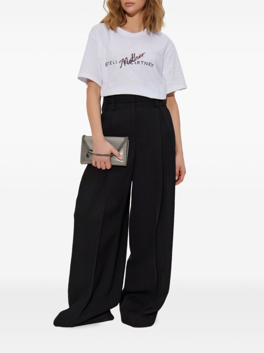 Stella Mccartney Crew Neck T-Shirt With Logo Print And Sequin Detail
