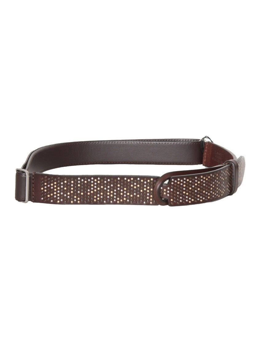 Claudio Orciani Brown Leather Belt With Colorful Studded Detailing