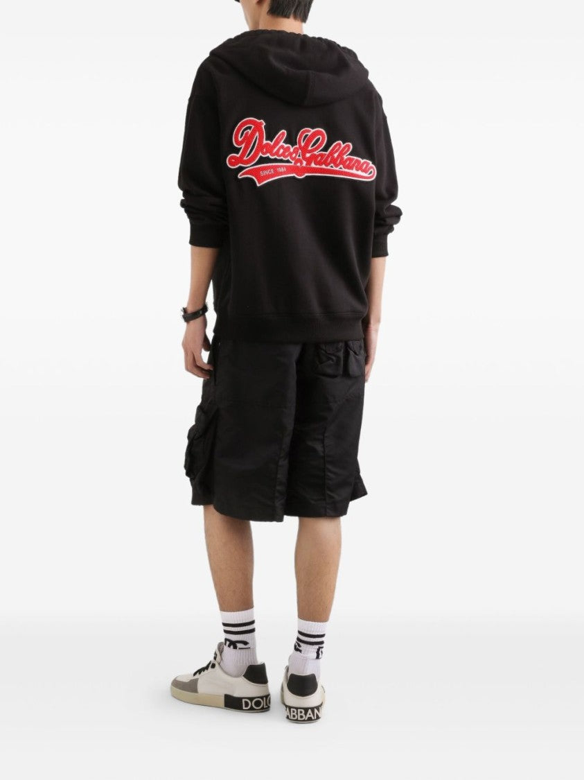Dolce & Gabbana Black Round Logo Patch T-Shirt