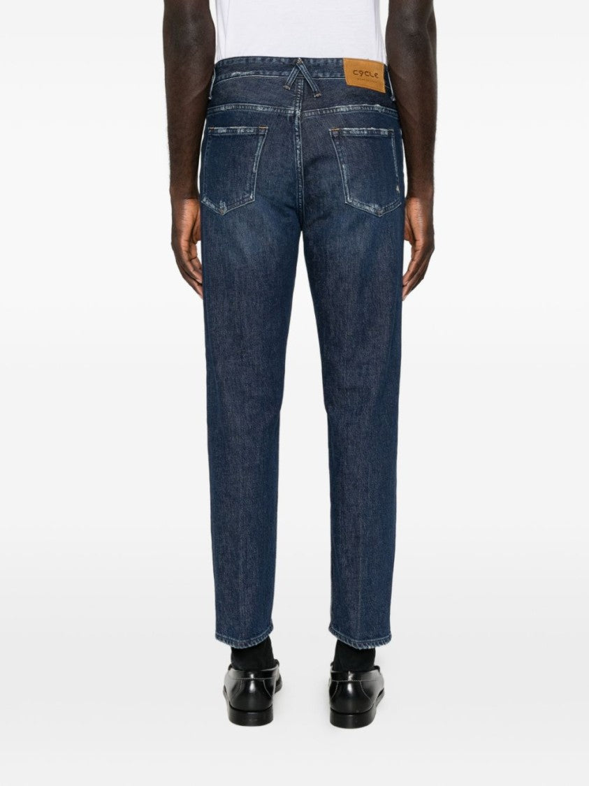 Cycle Indigo Five-Pocket Straight-Leg Jeans