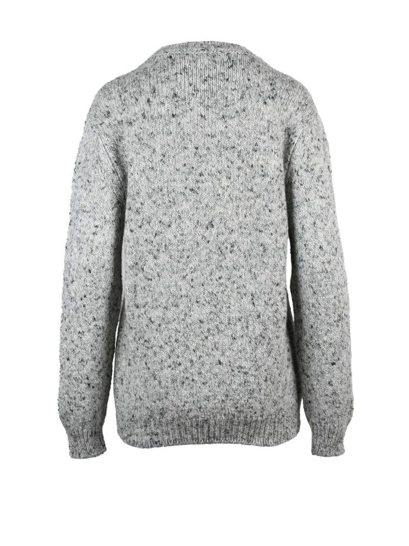 Scaglione Light Grey Textured Alpaca-Blend Crewneck Sweater